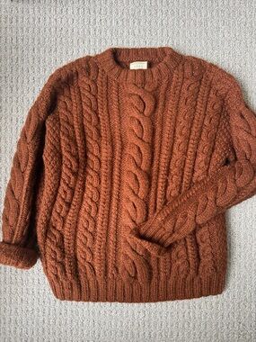 Doen Rust Cable-Knit Merino Blend Sweater